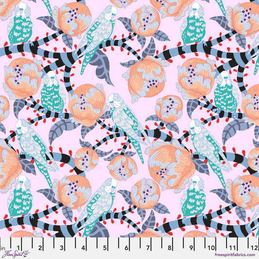 BLOSTMA & SONG Budgie Breath Turquoise Yardage