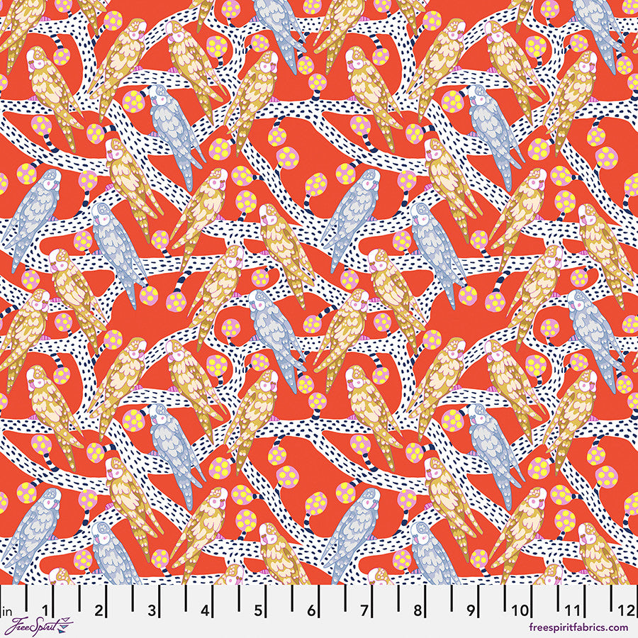 BLOSTMA & SONG Budgie Melody Vermilion Yardage