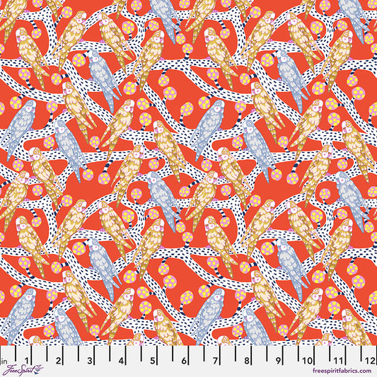 BLOSTMA & SONG Budgie Melody Vermilion Yardage