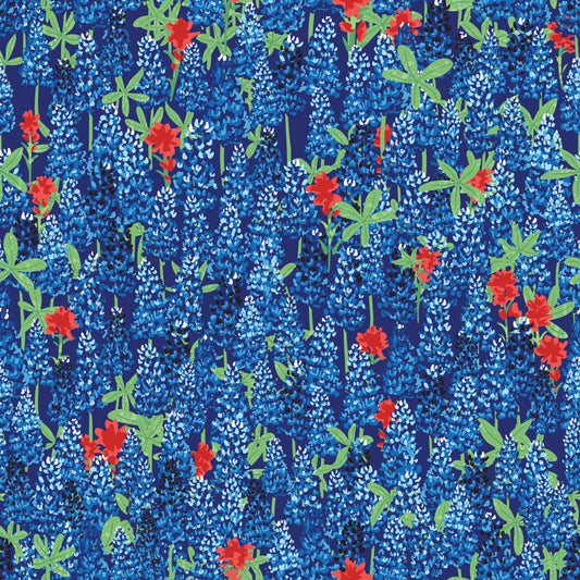 FRIENDSHIP FLORALS Bluebonnets Royal Yardage