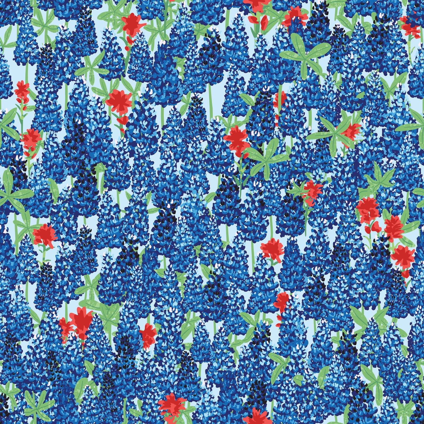 FRIENDSHIP FLORALS Bluebonnets Sky Yardage