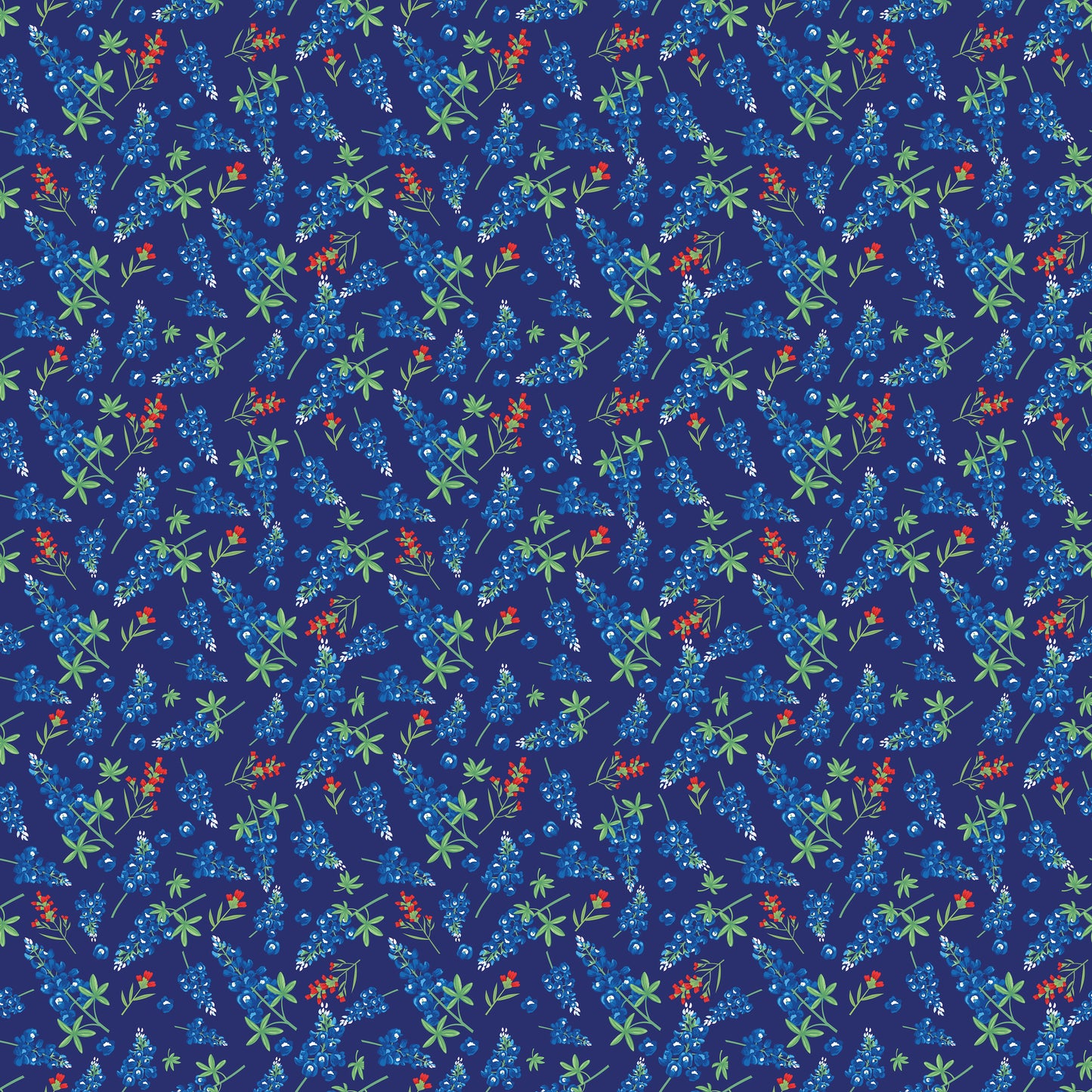 FRIENDSHIP FLORALS Bluebonnets Royal Yardage