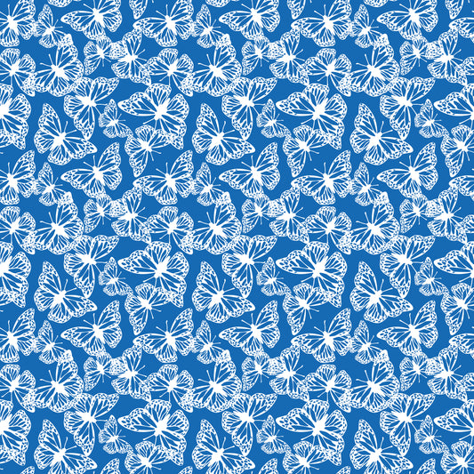 FRIENDSHIP FLORALS Butterflies Cobalt Yardage