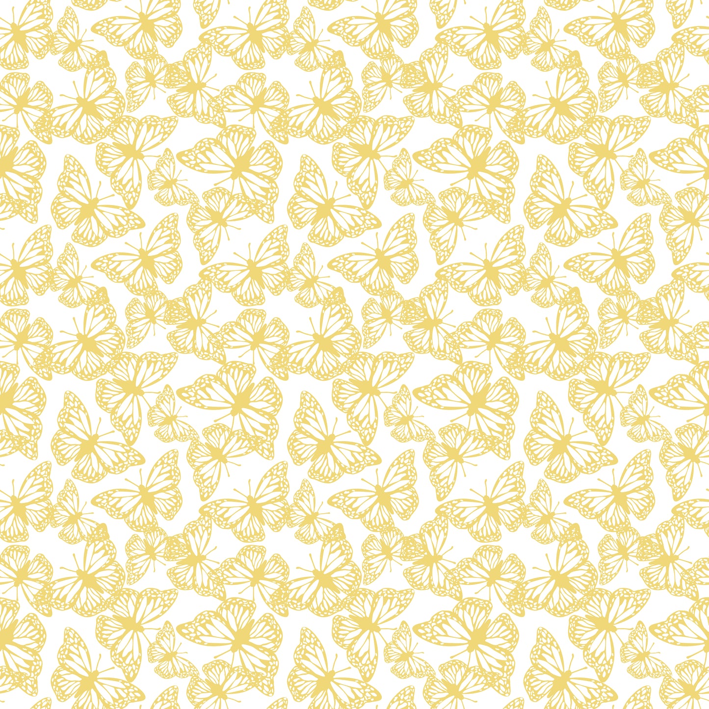 FRIENDSHIP FLORALS Butterflies White Yardage