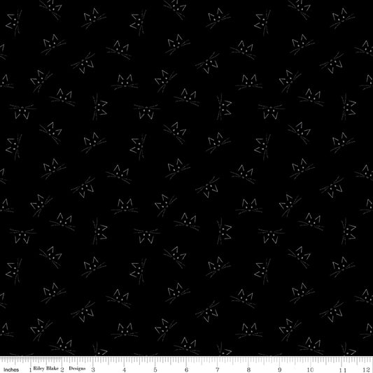 BLACKOUT Cat Face Black Yardage