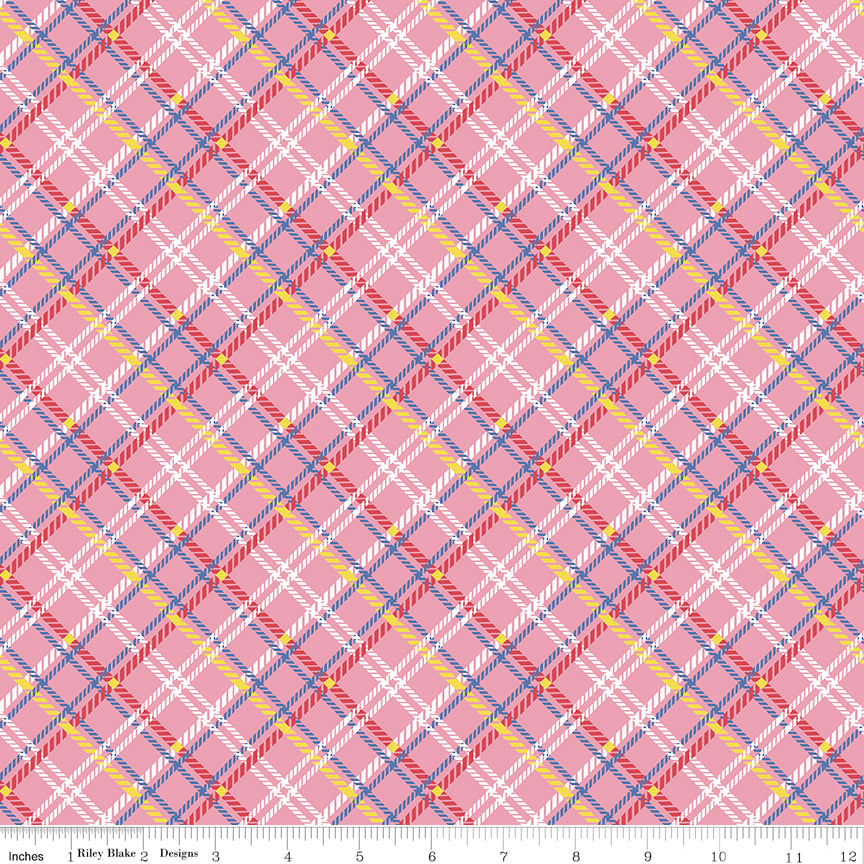 SIMPLE PLEASURES Plaid Pink Yardage