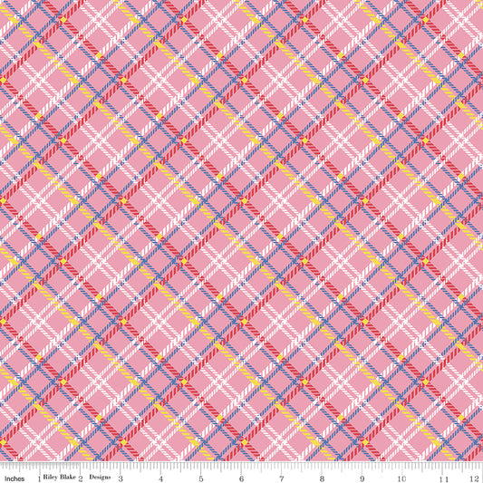 SIMPLE PLEASURES Plaid Pink Yardage