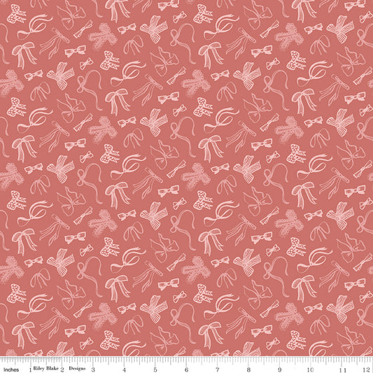 MARY CATHERINE Bows Faded Red Yardage