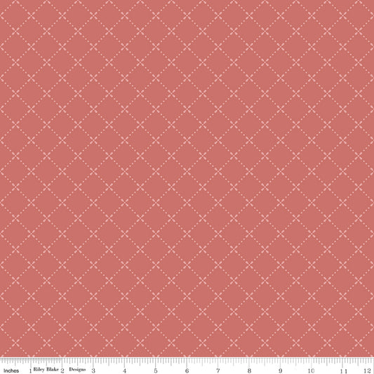 MARY CATHERINE Grid Faded Red Yardage