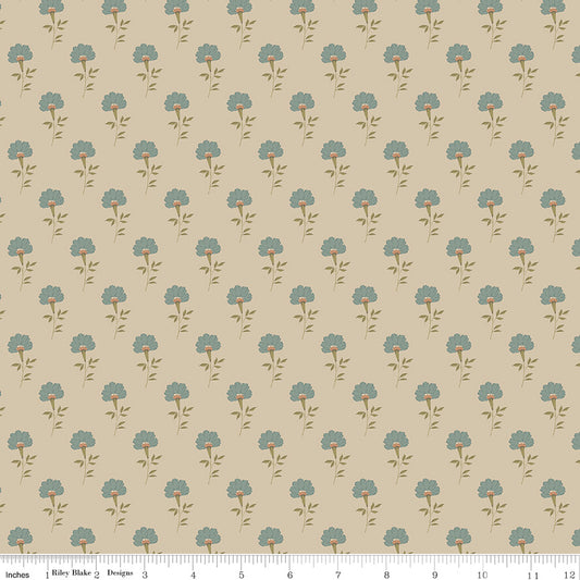 THREADS OF GRACE Flora Taupe Yardage