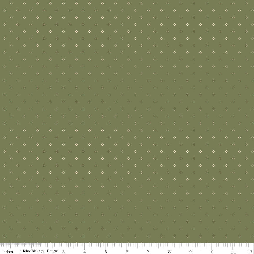 THREADS OF GRACE Dots Green Yardage
