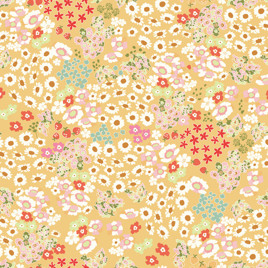 COTTON NOOK Flowerbed Yellow Yardage