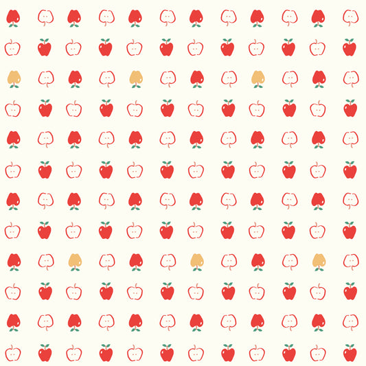 COTTON NOOK Apples Vintage White Yardage