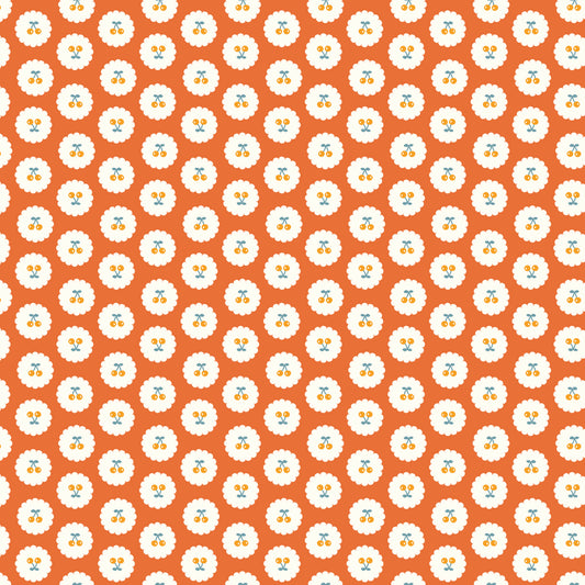 COTTON NOOK Cherries Orange Yardage
