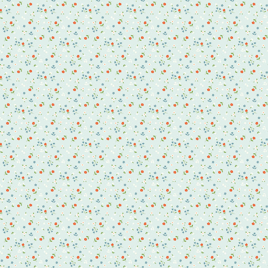 COTTON NOOK Flowers Bleached Denim Yardage