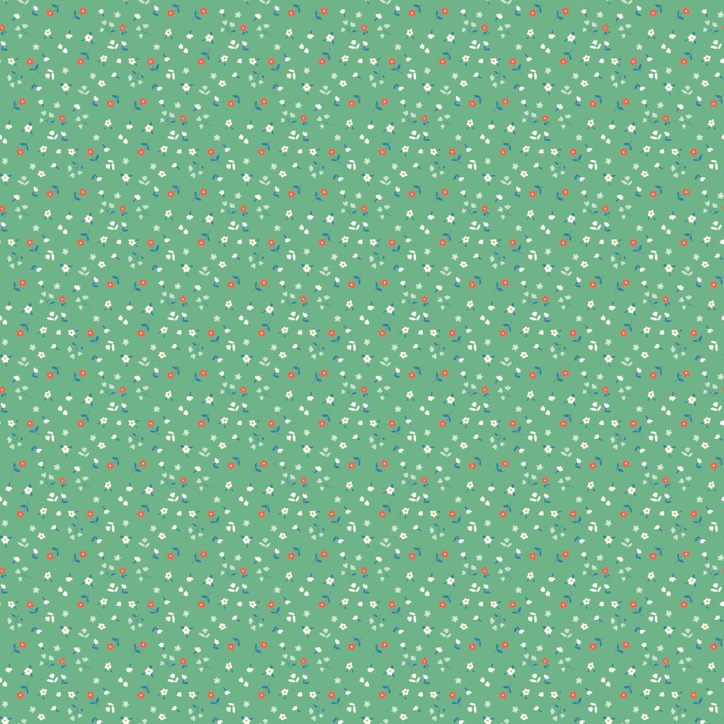 COTTON NOOK Flowers Green Yardage