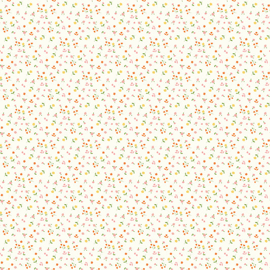 COTTON NOOK Flowers Vintage White Yardage