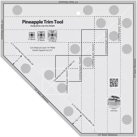 Creative Grids Quilt Ruler Pineapple Trim Tool for 6", 8" & 10" Finished Blocks