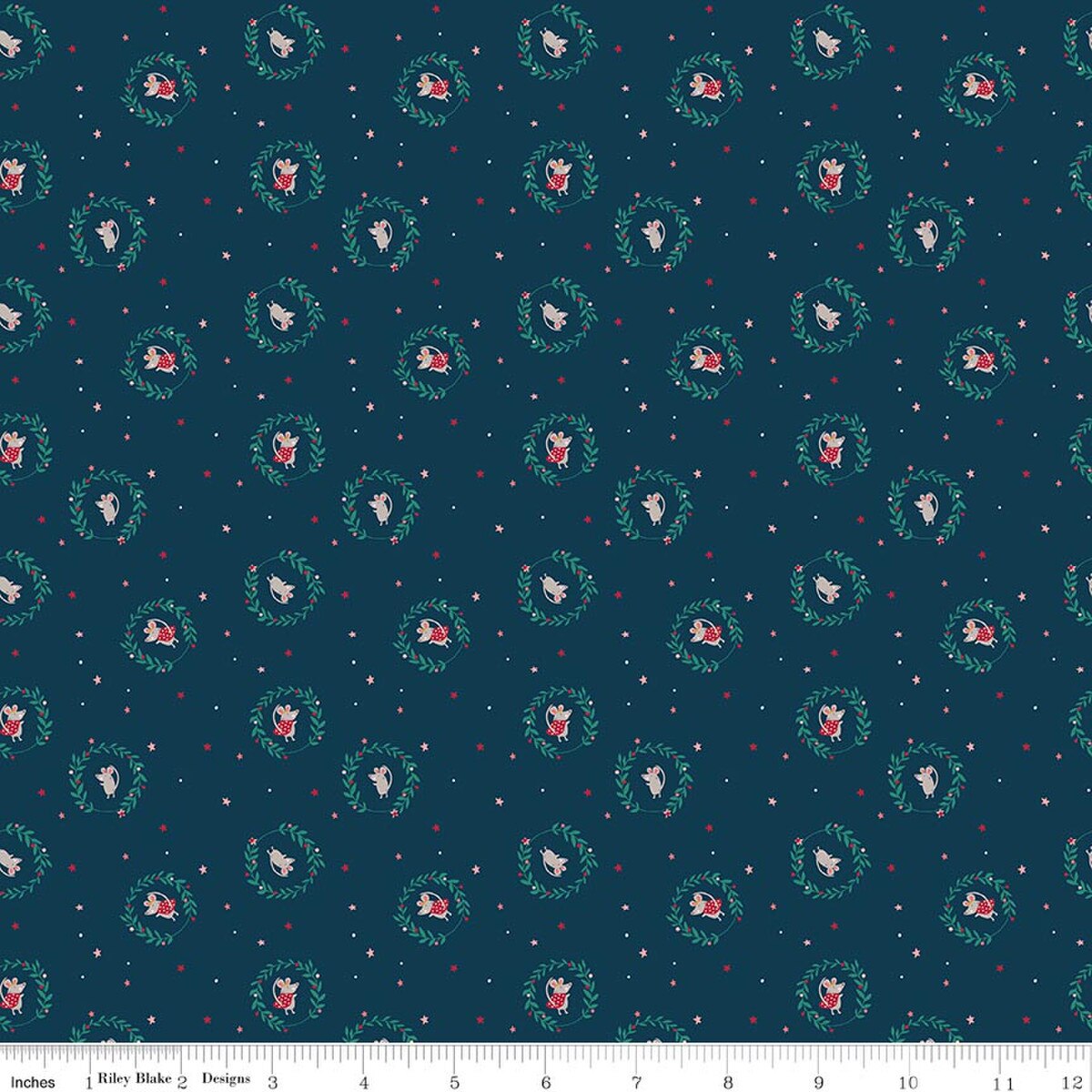 NUTCRACKER TRADITION Christmas Mice Midnight Yardage