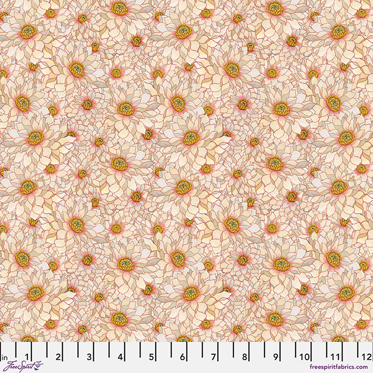 SECRET GARDEN Chrysanthemum Yellow Yardage