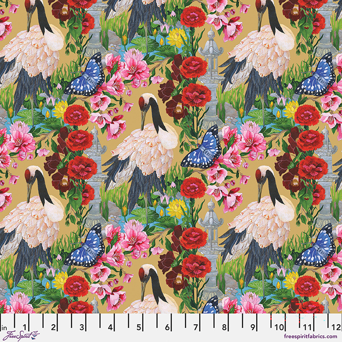 SECRET GARDEN Crane Gold Yardage