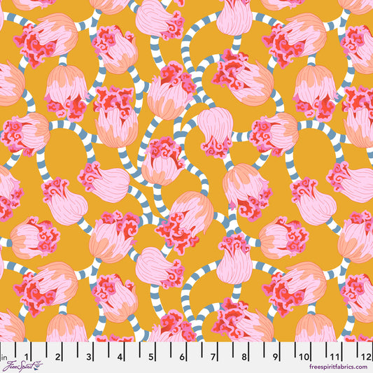 BLOSTMA & SONG Dancing Swirl Mustard Yardage