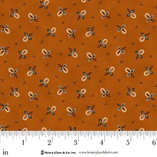 FLOWER POT PRINTS Ditsy Blooms Orange Yardage