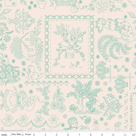 BERRY & SAGE Embroidery Latte Yardage