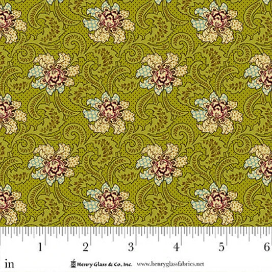 FLOWER POT PRINTS Fancies and Foulards Green Yardage