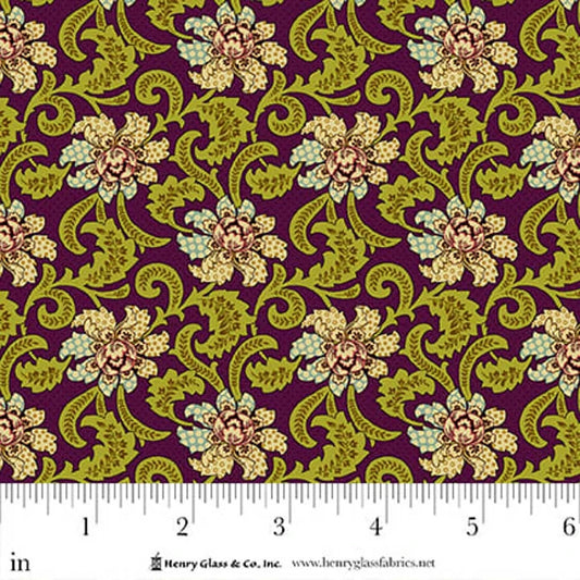 FLOWER POT PRINTS Fancies and Foulards Plum Yardage