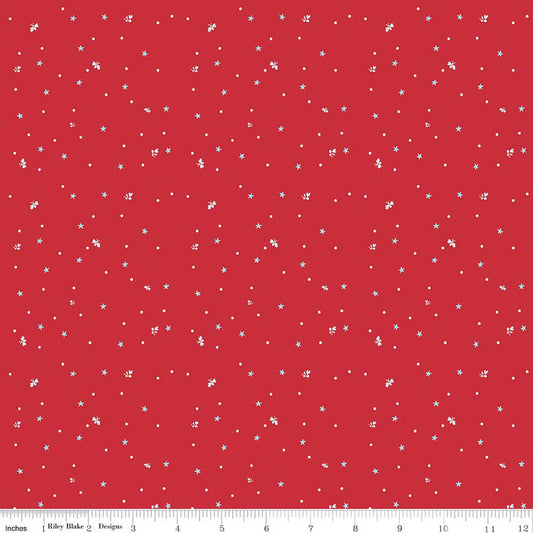 FIREWORK FIELDS Fireflies Red Yardage