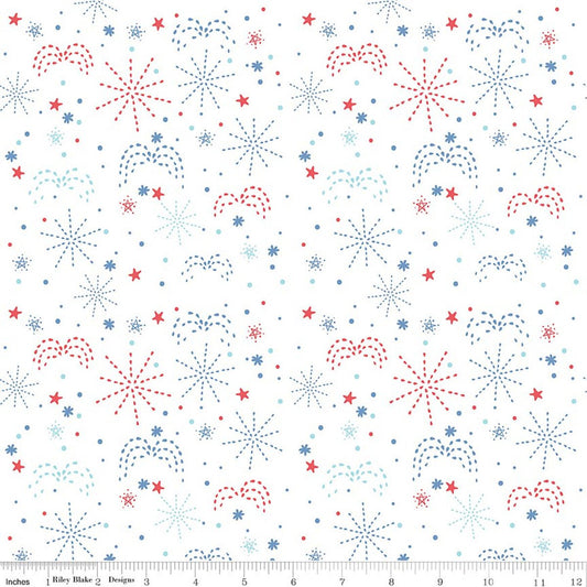 FIREWORK FIELDS Fireworks White Yardage