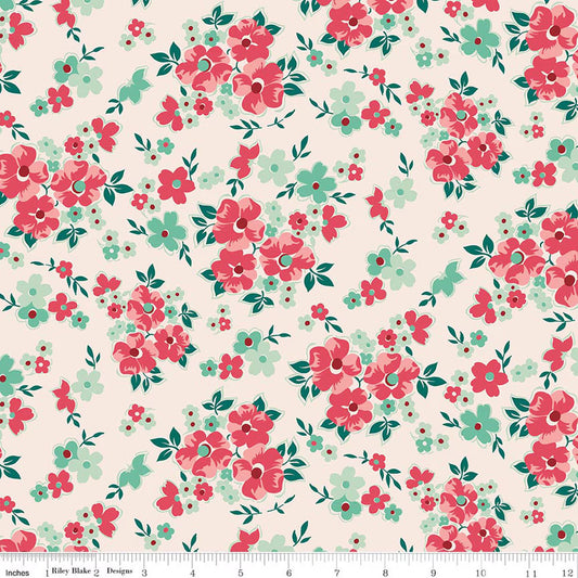BERRY & SAGE Floral Latte Yardage