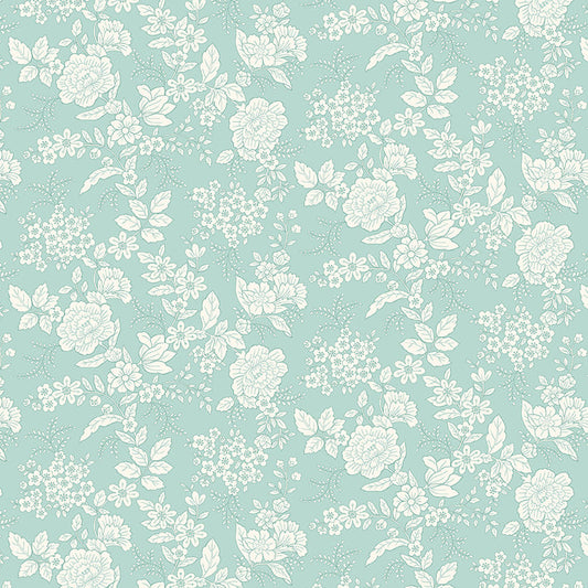 TRANQUILITY Floral Light Aqua Yardage