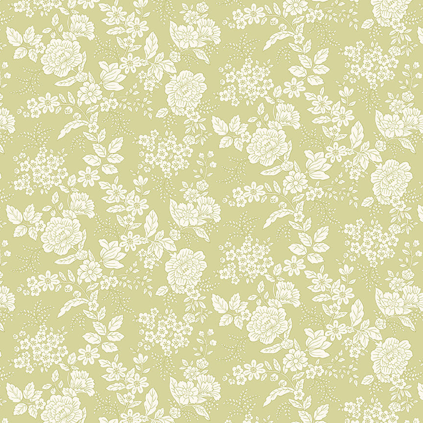 TRANQUILITY Floral Light Green Yardage