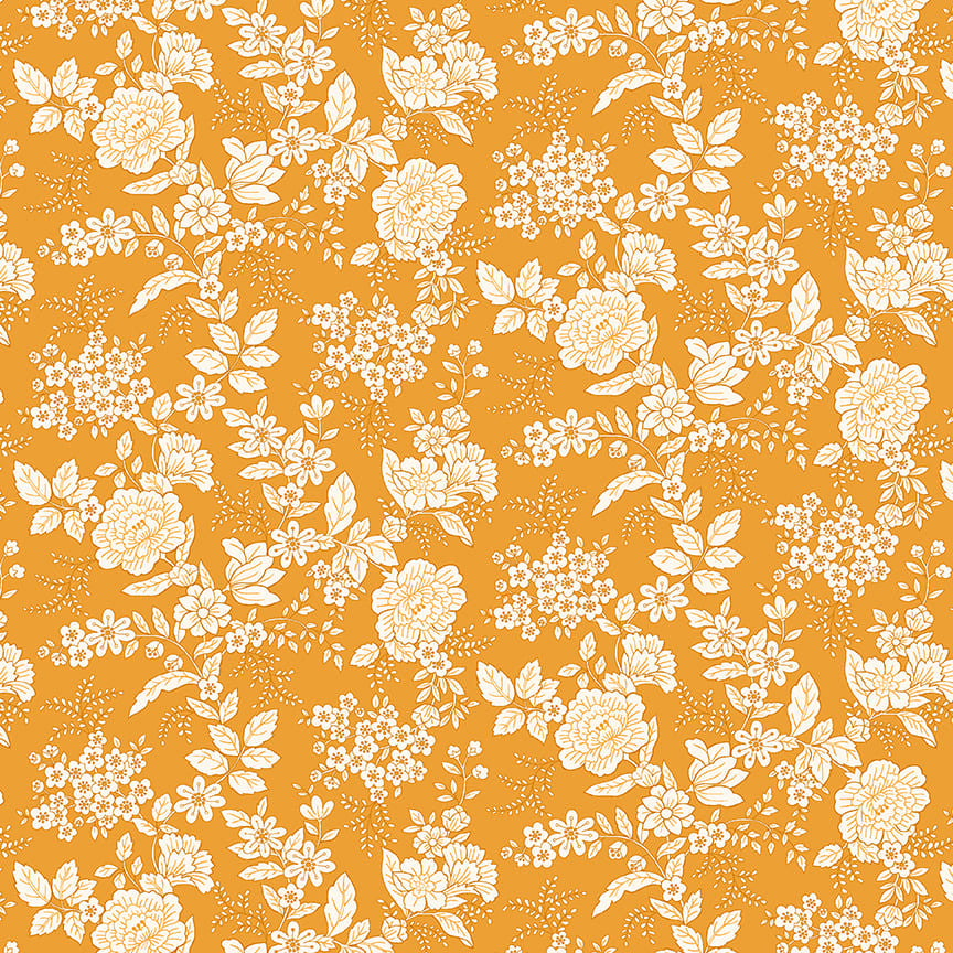 TRANQUILITY Floral Orange Yardage