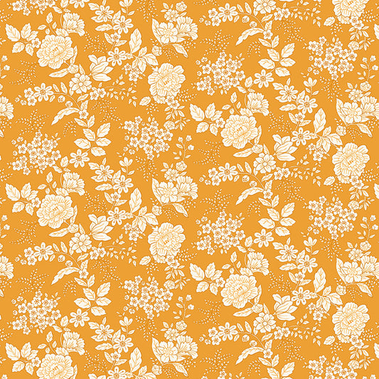 TRANQUILITY Floral Orange Yardage
