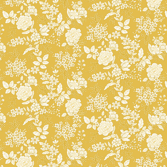 TRANQUILITY Floral Yellow Yardage