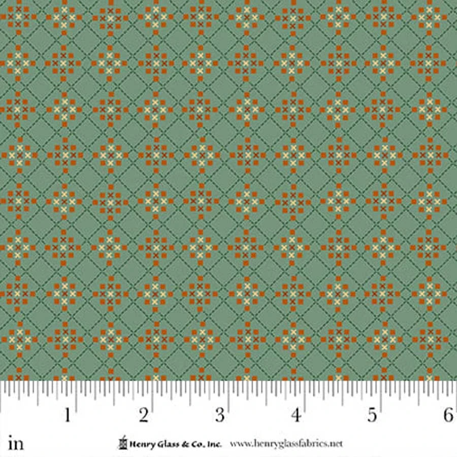 FLOWER POT PRINTS Garden Trillis Turq Yardage
