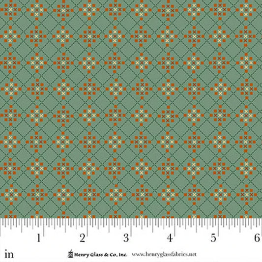 FLOWER POT PRINTS Garden Trillis Turq Yardage