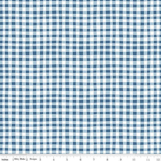 FIREWORK FIELDS Gingham Blue Yardage