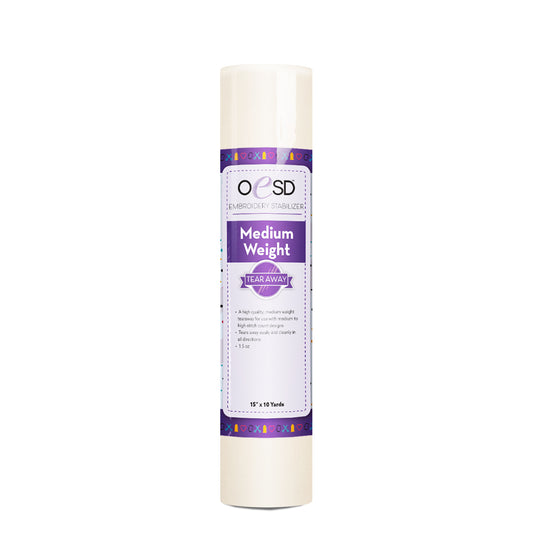 OESD Medium Weight Tear Away 15" x 10 yards White Stabilizer