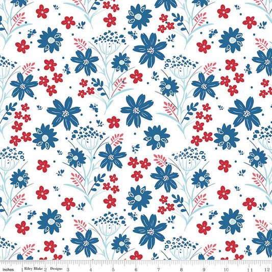 FIREWORK FIELDS Main White Yardage