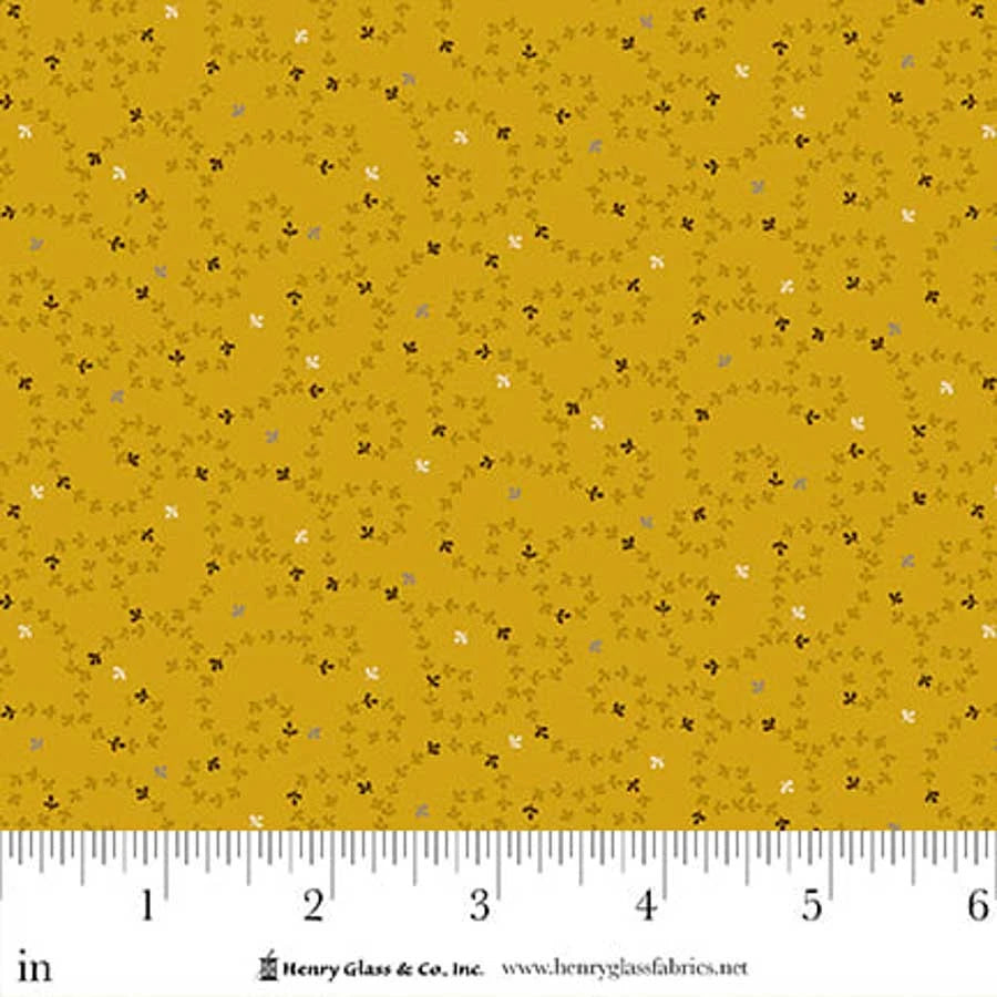 FLOWER POT PRINTS Meandering Vines Gold Yardage