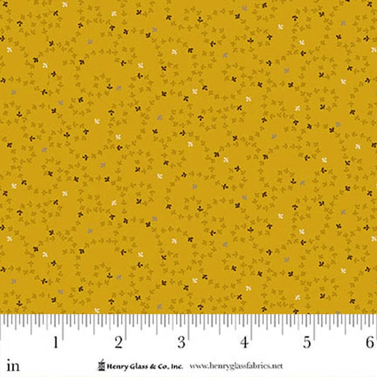 FLOWER POT PRINTS Meandering Vines Gold Yardage