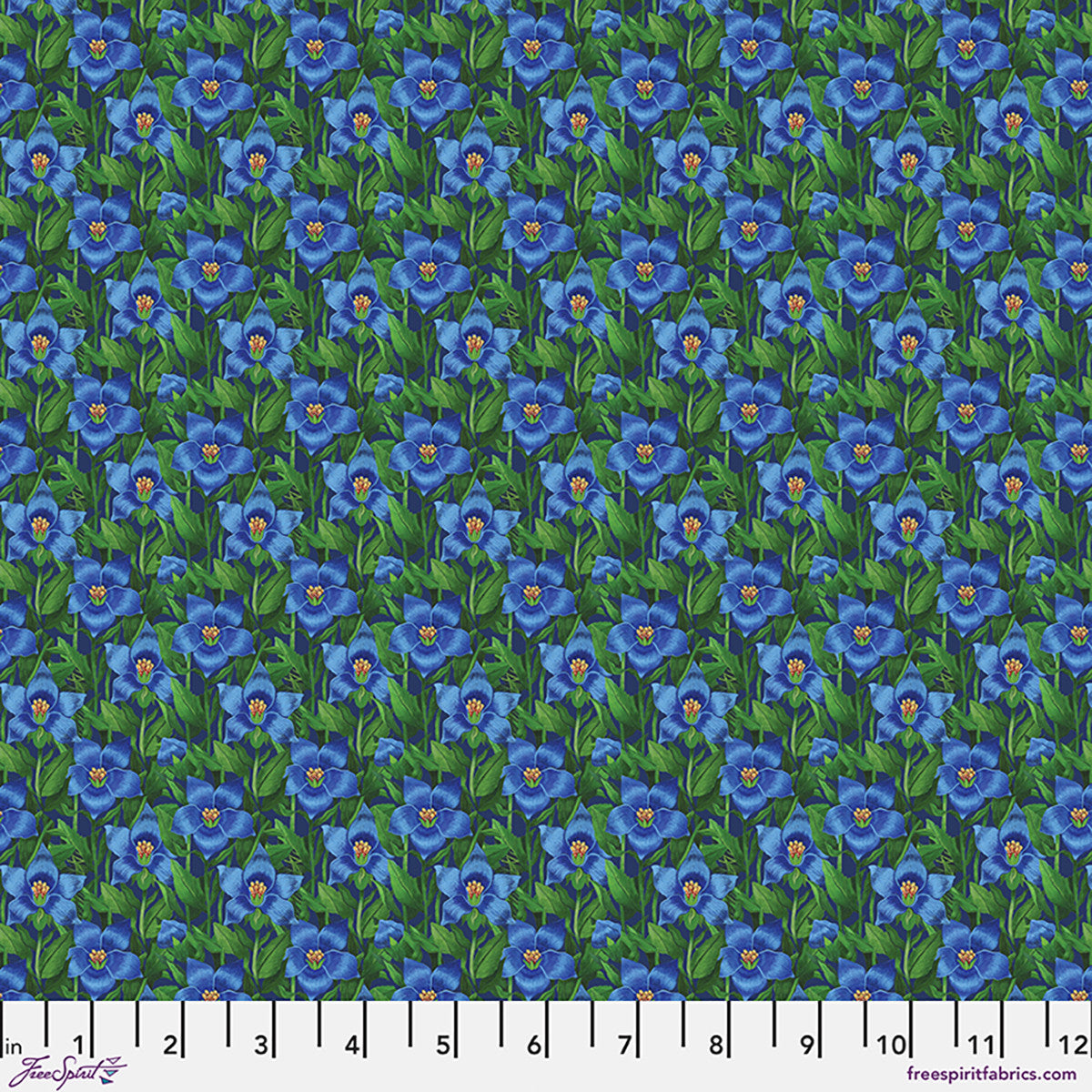SECRET GARDEN Midnight Floral Blue Yardage