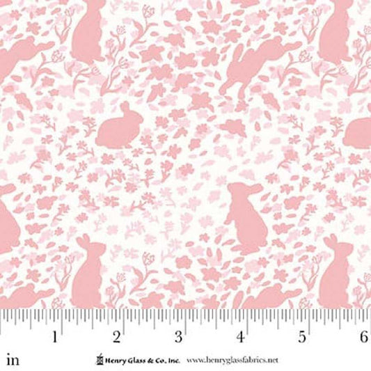 MY DARLING UNICORN Monotone Bunnies Pink Yardage