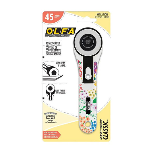 Blooming Garden Straight Handle 45 mm Floral Print Rotary Cutter Olfa