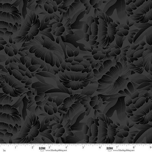 FLORIQUE 118" Ombre Floral Charcoal Wide Back Yardage