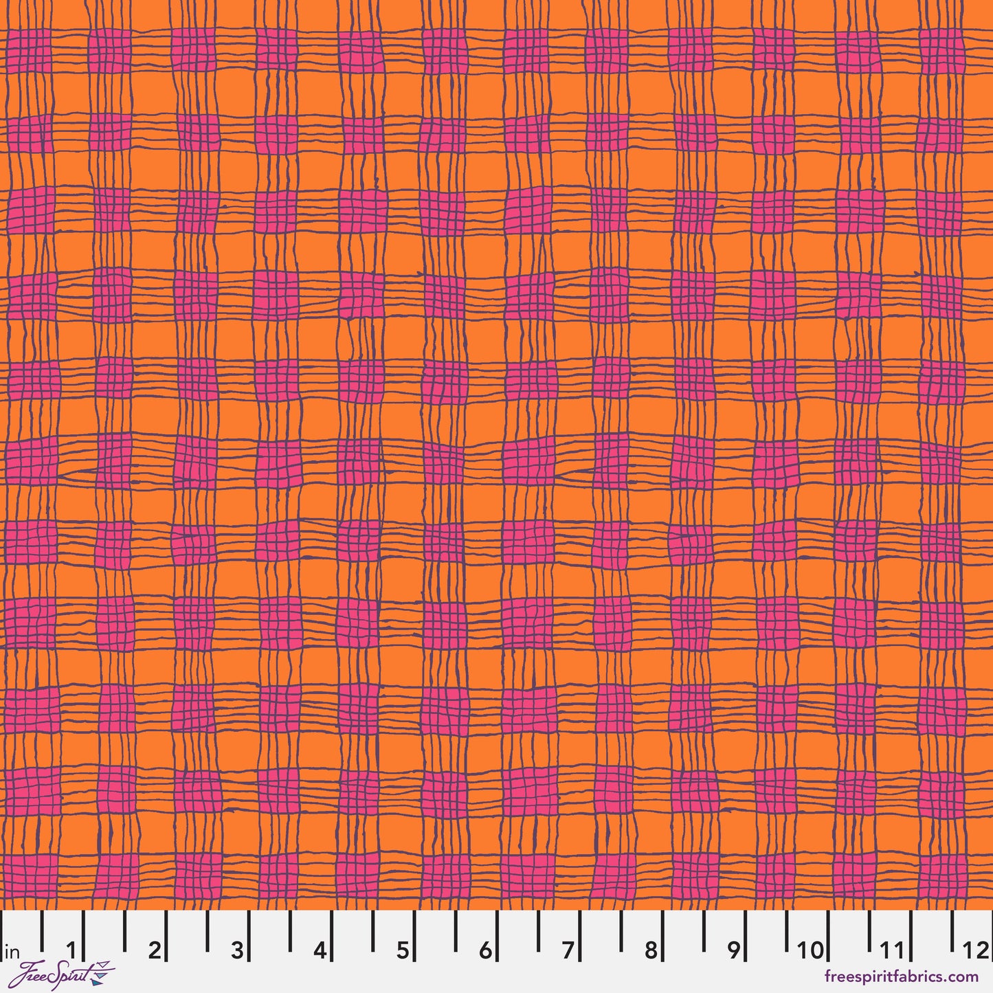 KAFFE FASSETT COLLECTIVE Gingham Coral Yardage